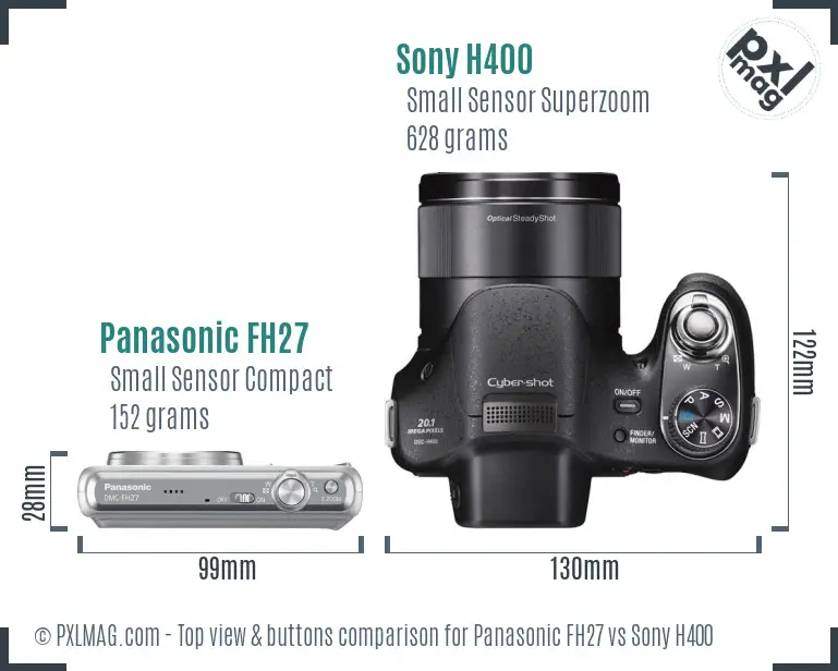 Panasonic FH27 vs Sony H400 top view buttons comparison