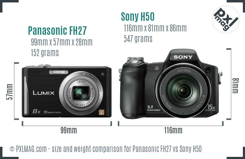 Panasonic FH27 vs Sony H50 size comparison