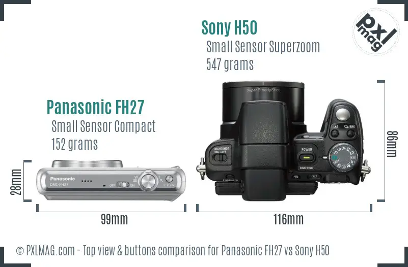 Panasonic FH27 vs Sony H50 top view buttons comparison