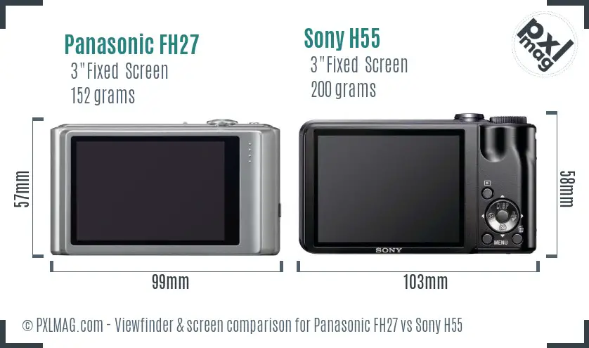 Panasonic FH27 vs Sony H55 Screen and Viewfinder comparison