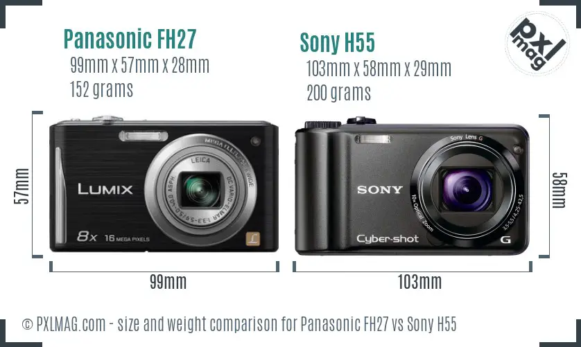 Panasonic FH27 vs Sony H55 size comparison