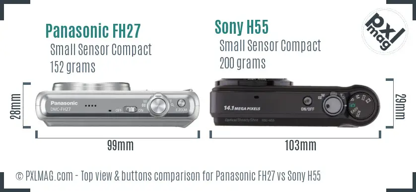 Panasonic FH27 vs Sony H55 top view buttons comparison