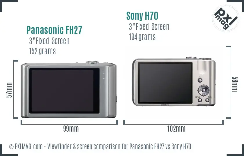 Panasonic FH27 vs Sony H70 Screen and Viewfinder comparison