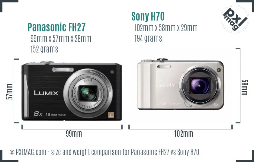 Panasonic FH27 vs Sony H70 size comparison