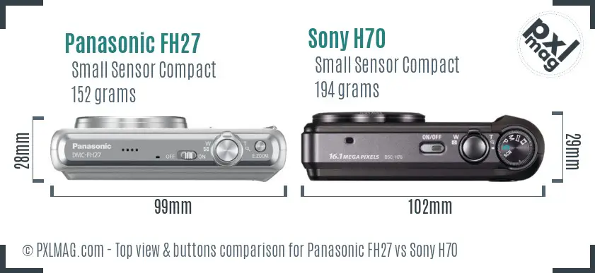 Panasonic FH27 vs Sony H70 top view buttons comparison