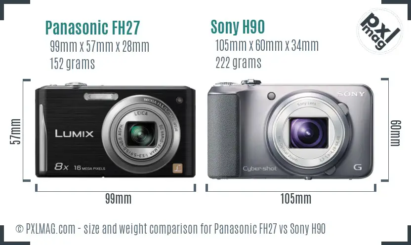 Panasonic FH27 vs Sony H90 size comparison