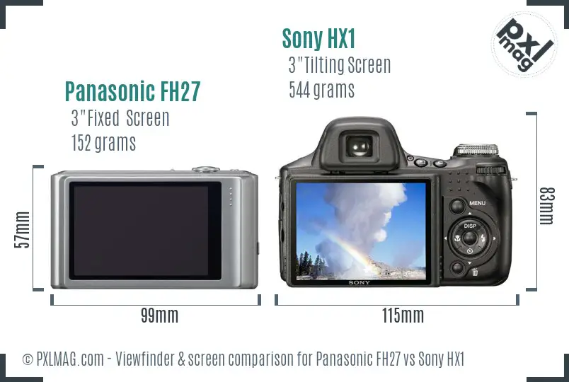 Panasonic FH27 vs Sony HX1 Screen and Viewfinder comparison
