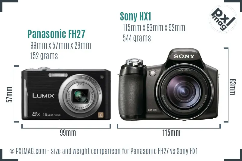 Panasonic FH27 vs Sony HX1 size comparison