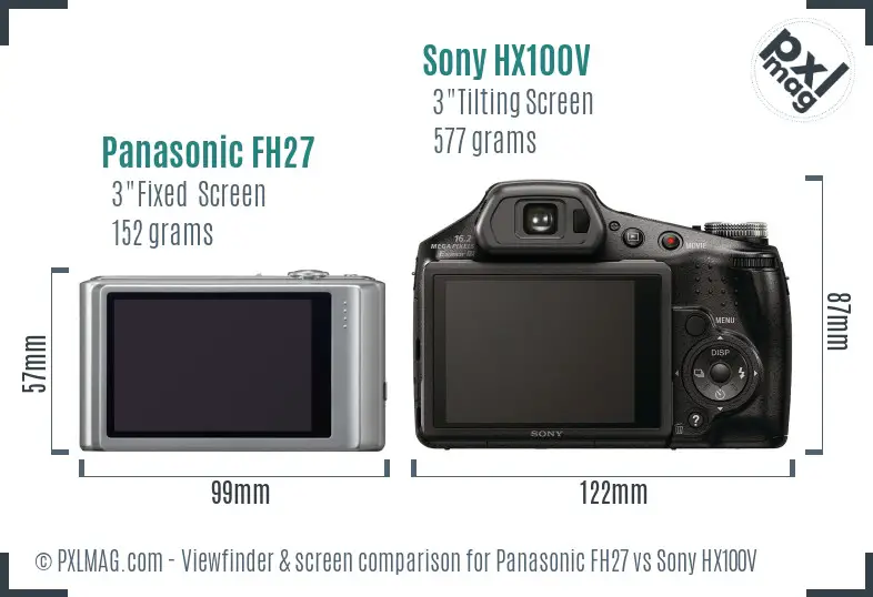 Panasonic FH27 vs Sony HX100V Screen and Viewfinder comparison
