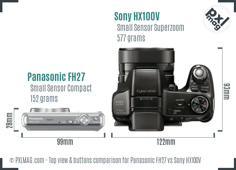 Panasonic FH27 vs Sony HX100V top view buttons comparison