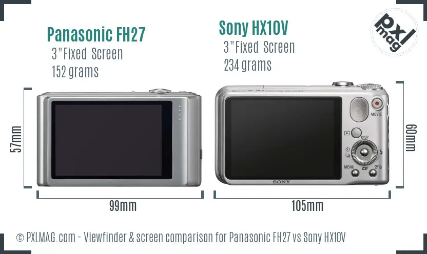 Panasonic FH27 vs Sony HX10V Screen and Viewfinder comparison