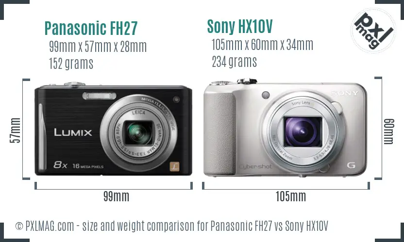 Panasonic FH27 vs Sony HX10V size comparison