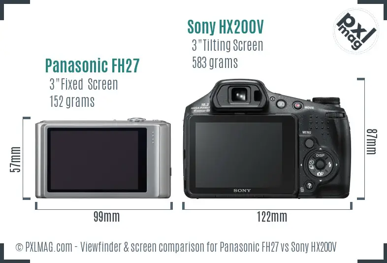 Panasonic FH27 vs Sony HX200V Screen and Viewfinder comparison