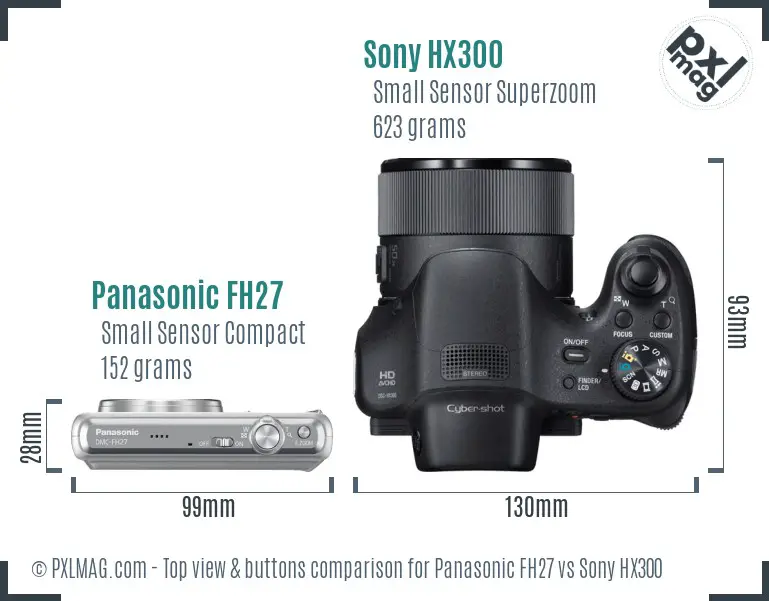 Panasonic FH27 vs Sony HX300 top view buttons comparison
