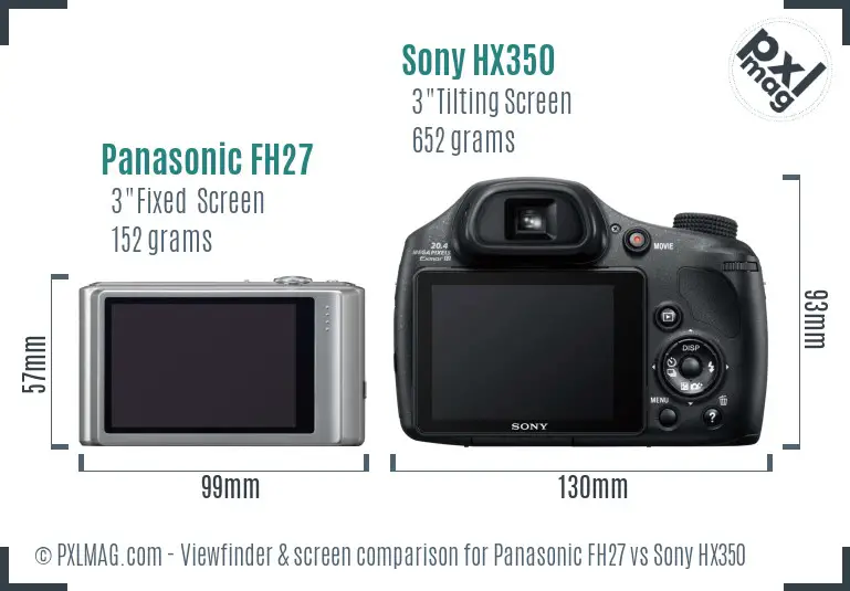 Panasonic FH27 vs Sony HX350 Screen and Viewfinder comparison