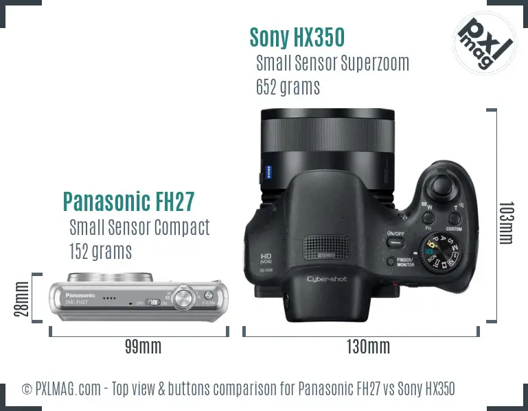Panasonic FH27 vs Sony HX350 top view buttons comparison