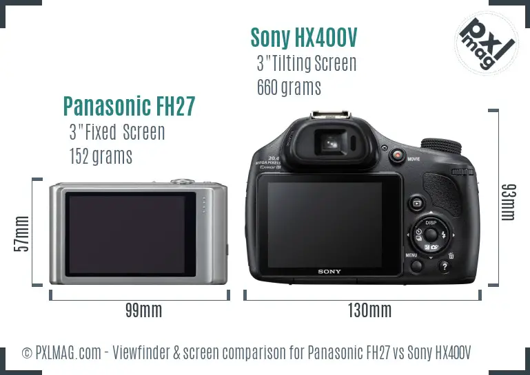 Panasonic FH27 vs Sony HX400V Screen and Viewfinder comparison
