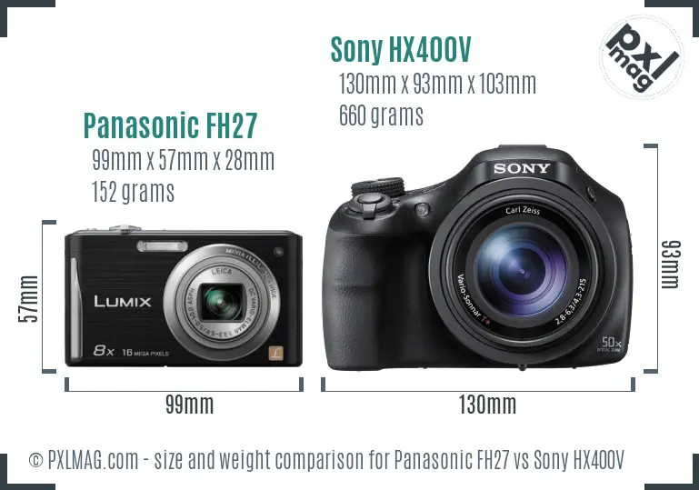 Panasonic FH27 vs Sony HX400V size comparison