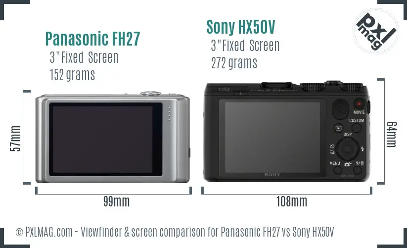 Panasonic FH27 vs Sony HX50V Screen and Viewfinder comparison