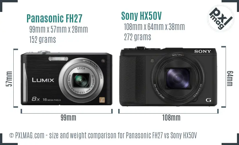 Panasonic FH27 vs Sony HX50V size comparison