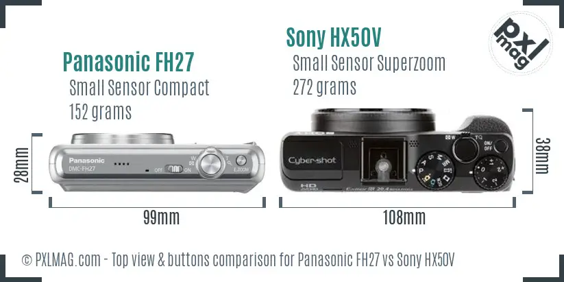 Panasonic FH27 vs Sony HX50V top view buttons comparison