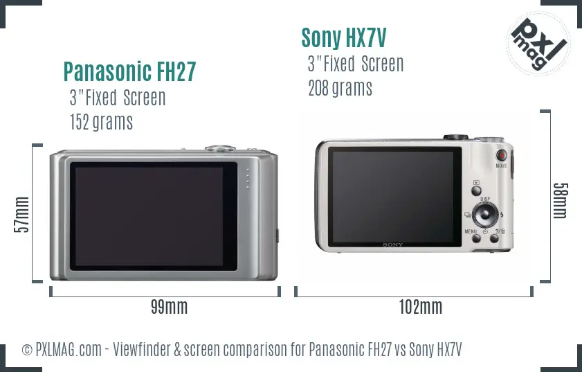 Panasonic FH27 vs Sony HX7V Screen and Viewfinder comparison