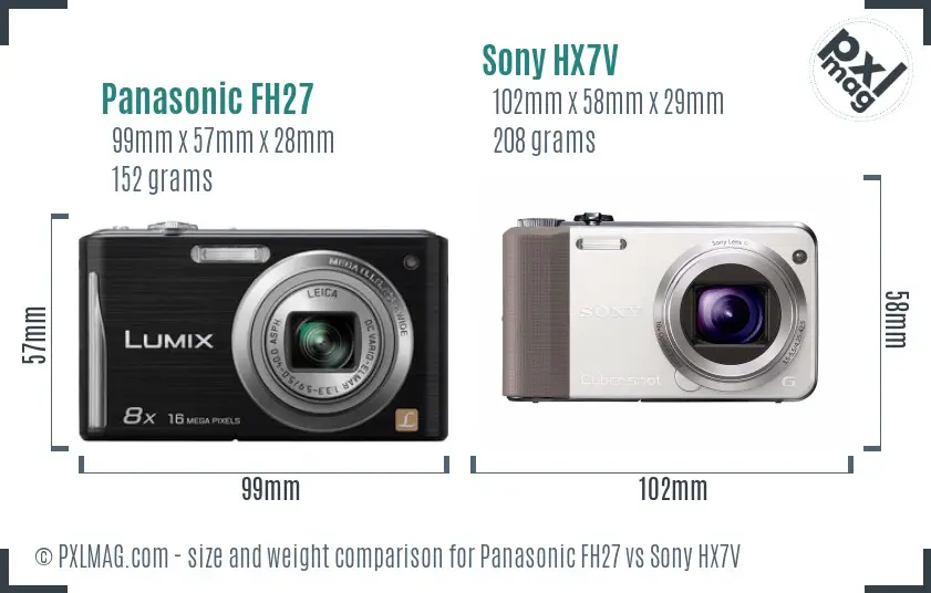 Panasonic FH27 vs Sony HX7V size comparison