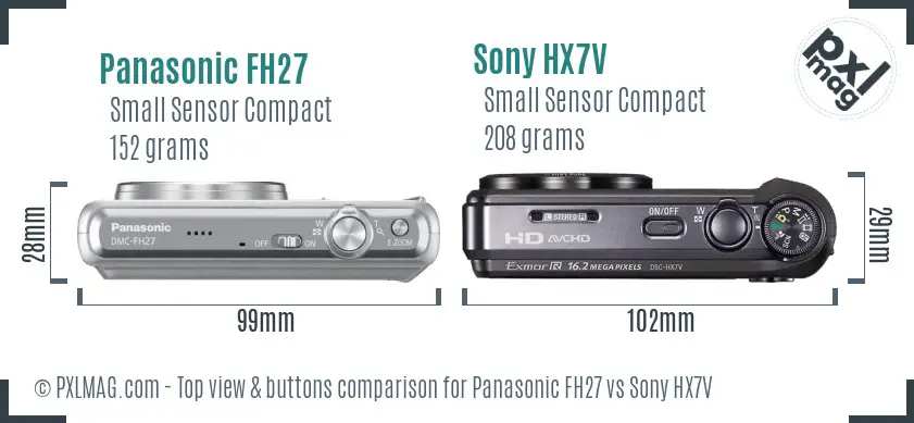Panasonic FH27 vs Sony HX7V top view buttons comparison