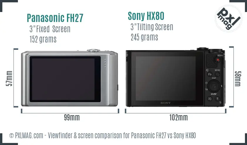 Panasonic FH27 vs Sony HX80 Screen and Viewfinder comparison