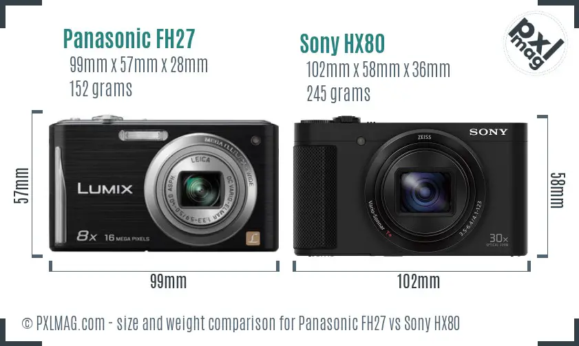 Panasonic FH27 vs Sony HX80 size comparison