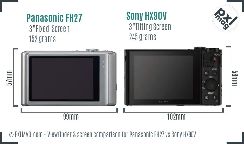 Panasonic FH27 vs Sony HX90V Screen and Viewfinder comparison