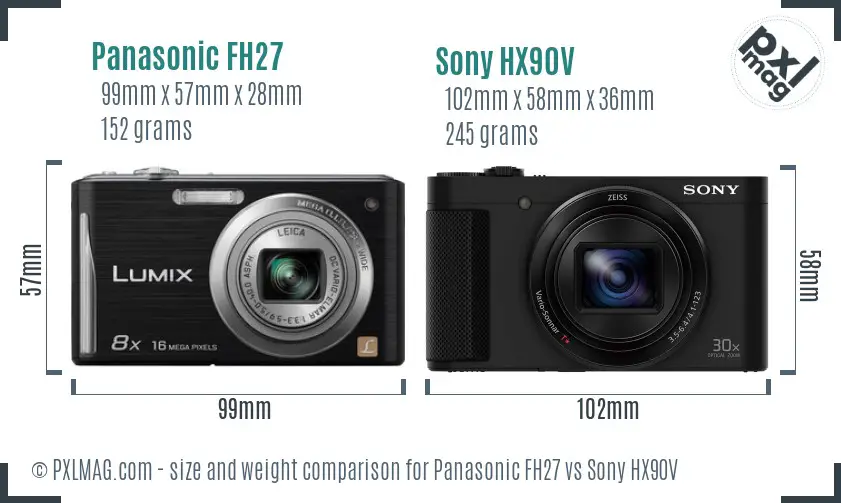 Panasonic FH27 vs Sony HX90V size comparison
