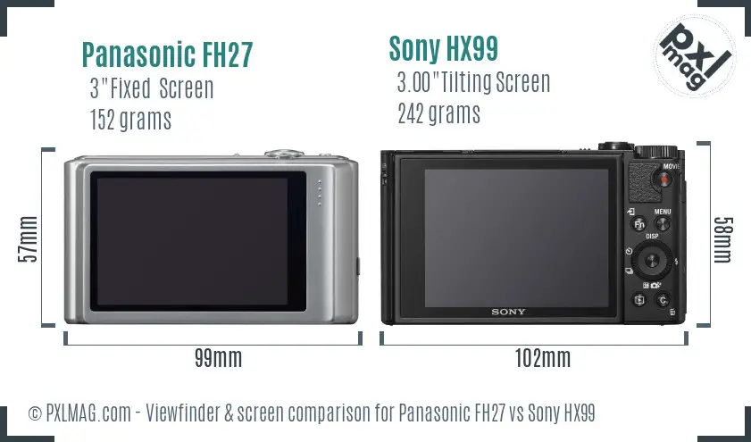 Panasonic FH27 vs Sony HX99 Screen and Viewfinder comparison Panasonic FH27 vs Sony HX99 Screen and Viewfinder comparison