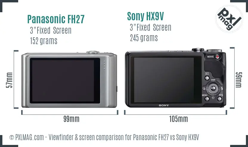 Panasonic FH27 vs Sony HX9V Screen and Viewfinder comparison