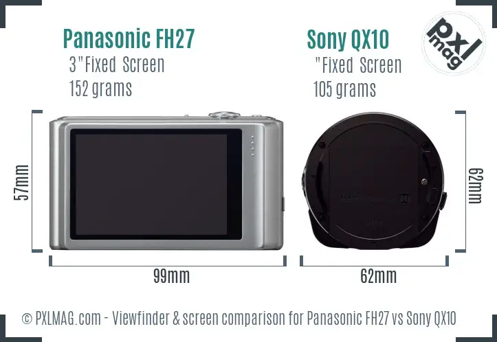 Panasonic FH27 vs Sony QX10 Screen and Viewfinder comparison
