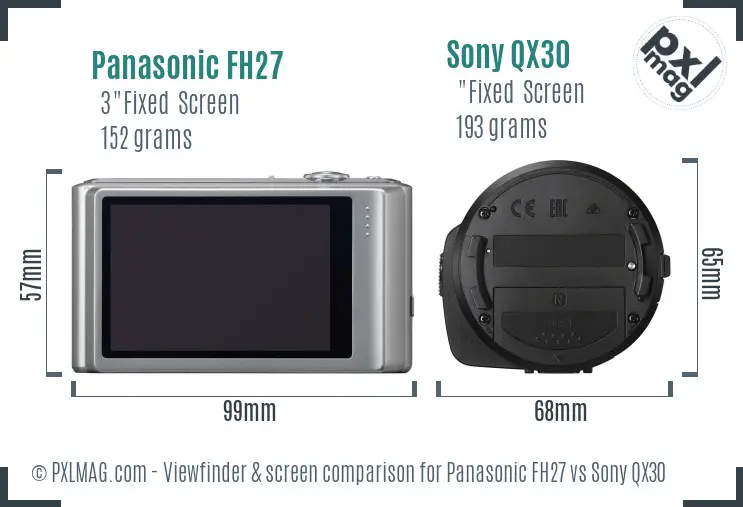 Panasonic FH27 vs Sony QX30 Screen and Viewfinder comparison