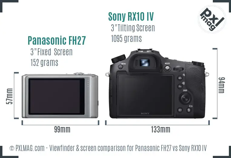 Panasonic FH27 vs Sony RX10 IV Screen and Viewfinder comparison