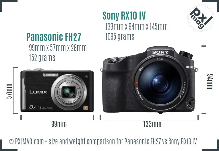 Panasonic FH27 vs Sony RX10 IV size comparison