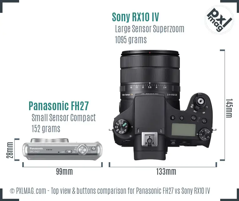 Panasonic FH27 vs Sony RX10 IV top view buttons comparison