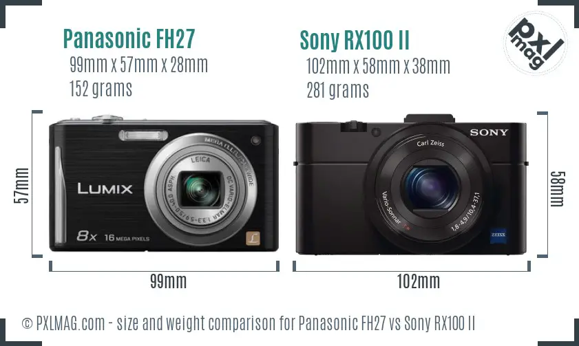 Panasonic FH27 vs Sony RX100 II size comparison
