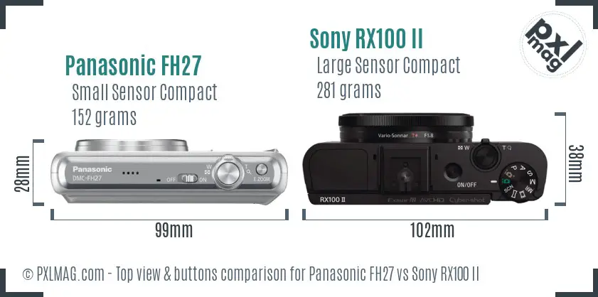 Panasonic FH27 vs Sony RX100 II top view buttons comparison