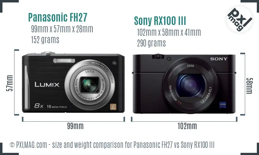Panasonic FH27 vs Sony RX100 III size comparison