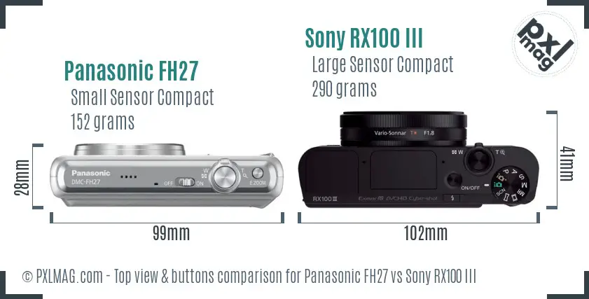 Panasonic FH27 vs Sony RX100 III top view buttons comparison