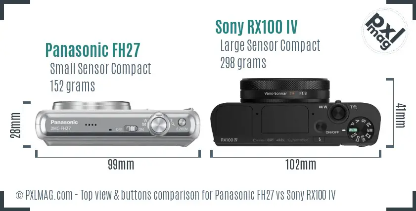 Panasonic FH27 vs Sony RX100 IV top view buttons comparison