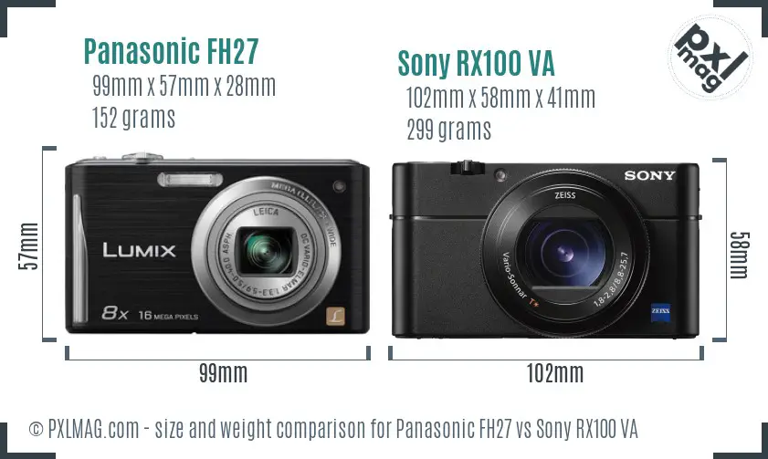 Panasonic FH27 vs Sony RX100 VA size comparison