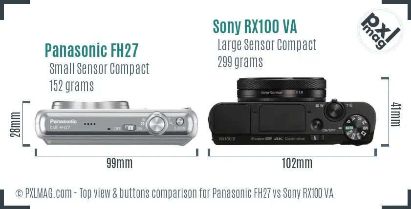 Panasonic FH27 vs Sony RX100 VA top view buttons comparison