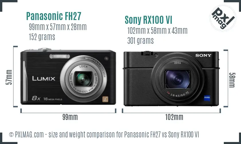 Panasonic FH27 vs Sony RX100 VI size comparison