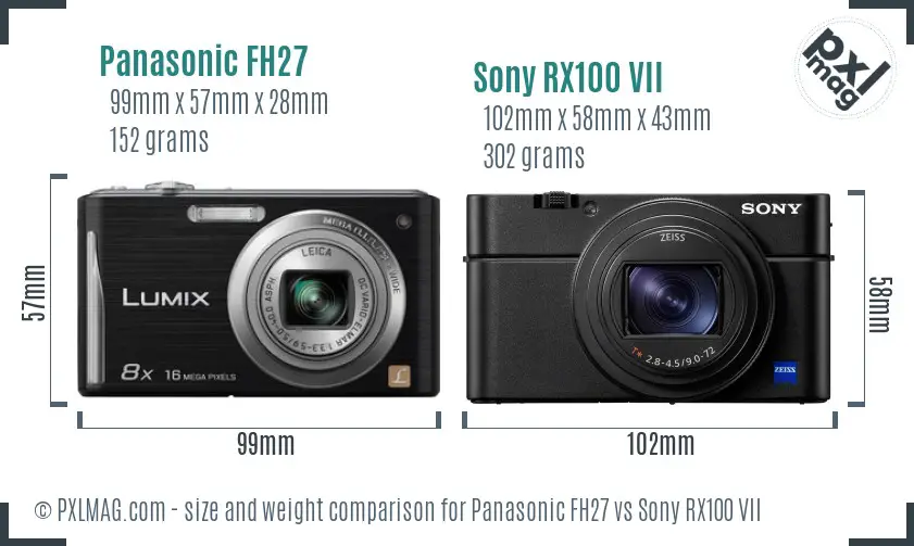 Panasonic FH27 vs Sony RX100 VII size comparison