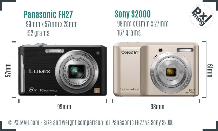 Panasonic FH27 vs Sony S2000 size comparison