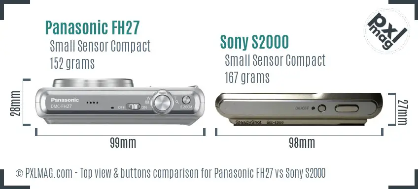 Panasonic FH27 vs Sony S2000 top view buttons comparison